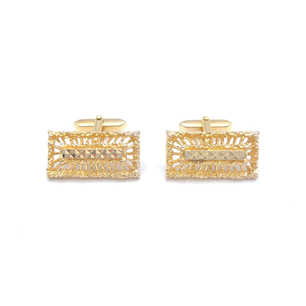 Chunky Gold and Filigree Rectangular Cuff Links - Vintage